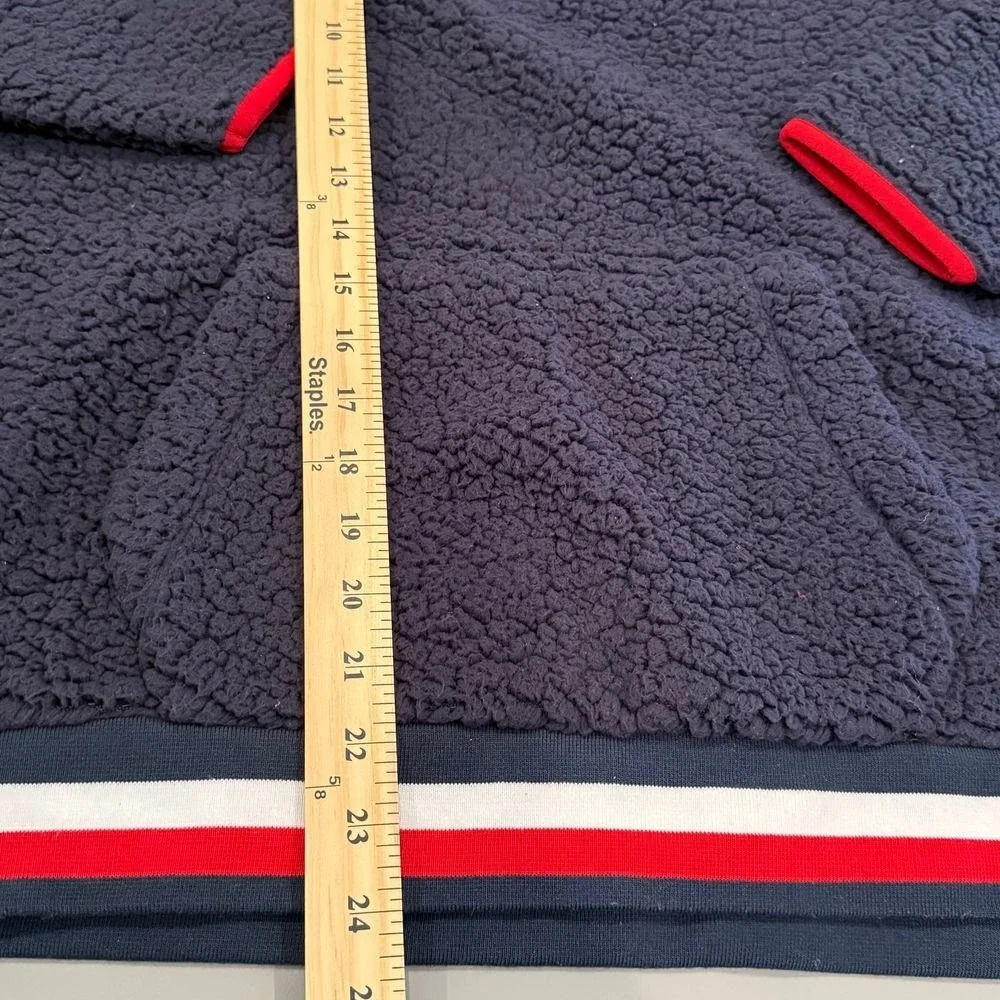 Tommy Hilfiger Sport Sherpa Fleece Quarter Zip Pullover‎ Navy Red Trim L/G